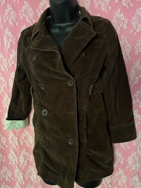 Cherokee Dark Brown Corduroy Double-Breasted Pea Coat